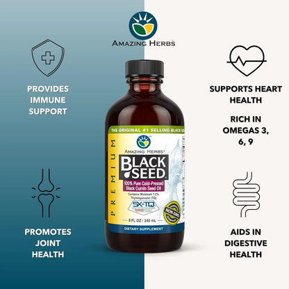 Aceite De Semilla Negra Prensado En Frio Amazing Herbs 240ml Salud Digestiva E Inmunologica