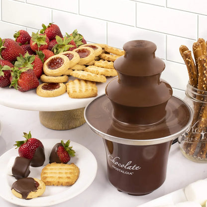 Fuente De Fondue Chocolate 3 Niveles Nostalgia 8 Oz Elegancia Y Diversión