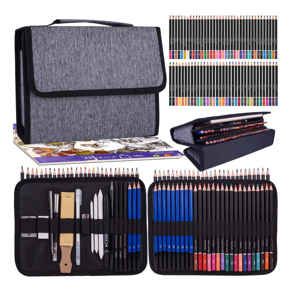 Kit Completo De 100 Suministros De Arte Profesional Con Estuche Y Libro Para Colorear