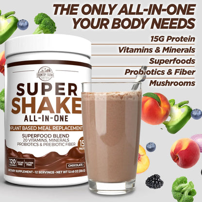 Batido Integral De Chocolate Sustituto De Comida 15.5 G Proteína Vegetal