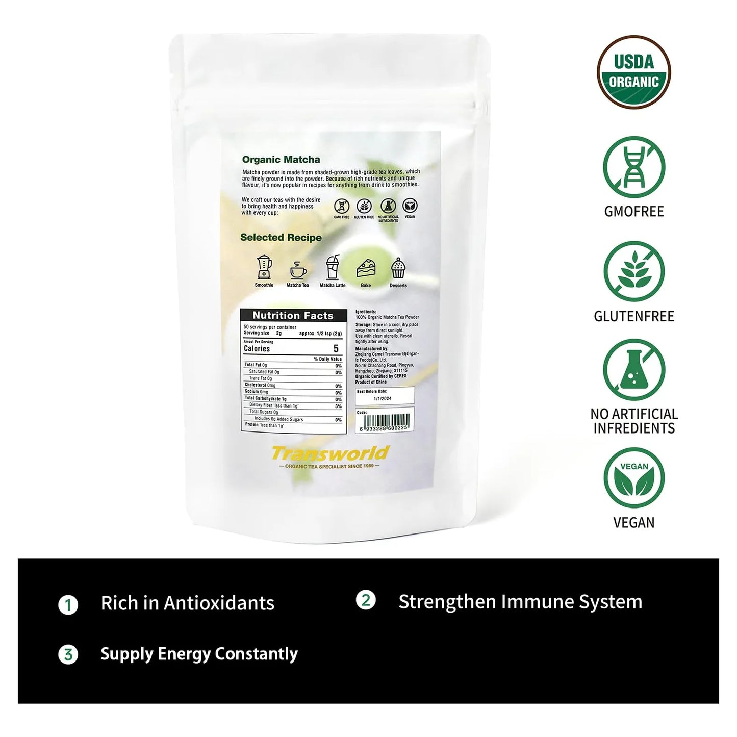 Té Verde Matcha Orgánico En Polvo Grado Ceremonial 100 Puro Energía Natural