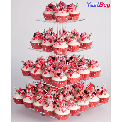 Soporte Acrilico Para Cupcakes 4 Niveles Base Estable Ideal Eventos