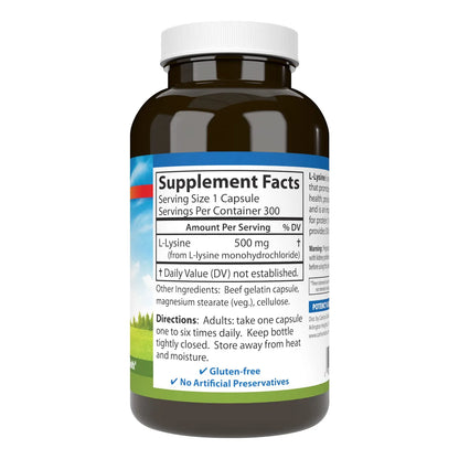 L Lisina 500 Mg 300 Capsulas Desarrollo Muscular Tejidos Saludables