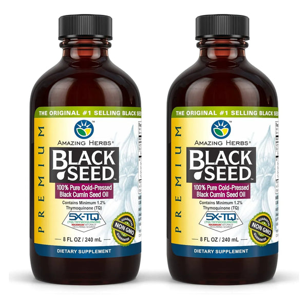 Aceite De Semilla Negra Prensado En Frío Nigella Sativa 8 Onzas Amazing Herbs