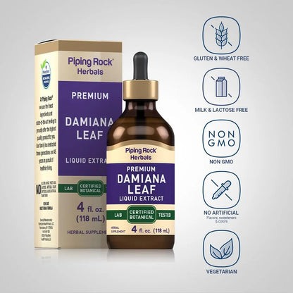 Tintura De Hoja De Damiana 120 Ml Extracto Líquido Puro Sin Alcohol