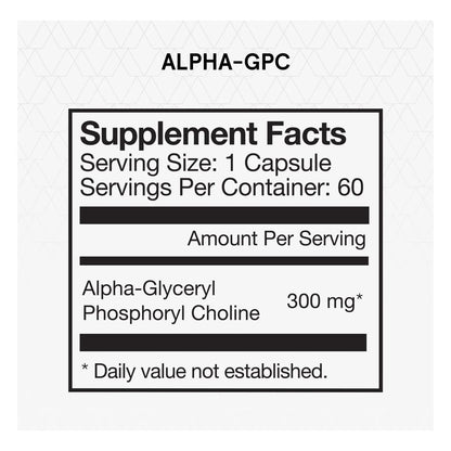Suplemento Alpha GPC 60 Porciones Salud Cognitiva Y Muscular Certificado NSF