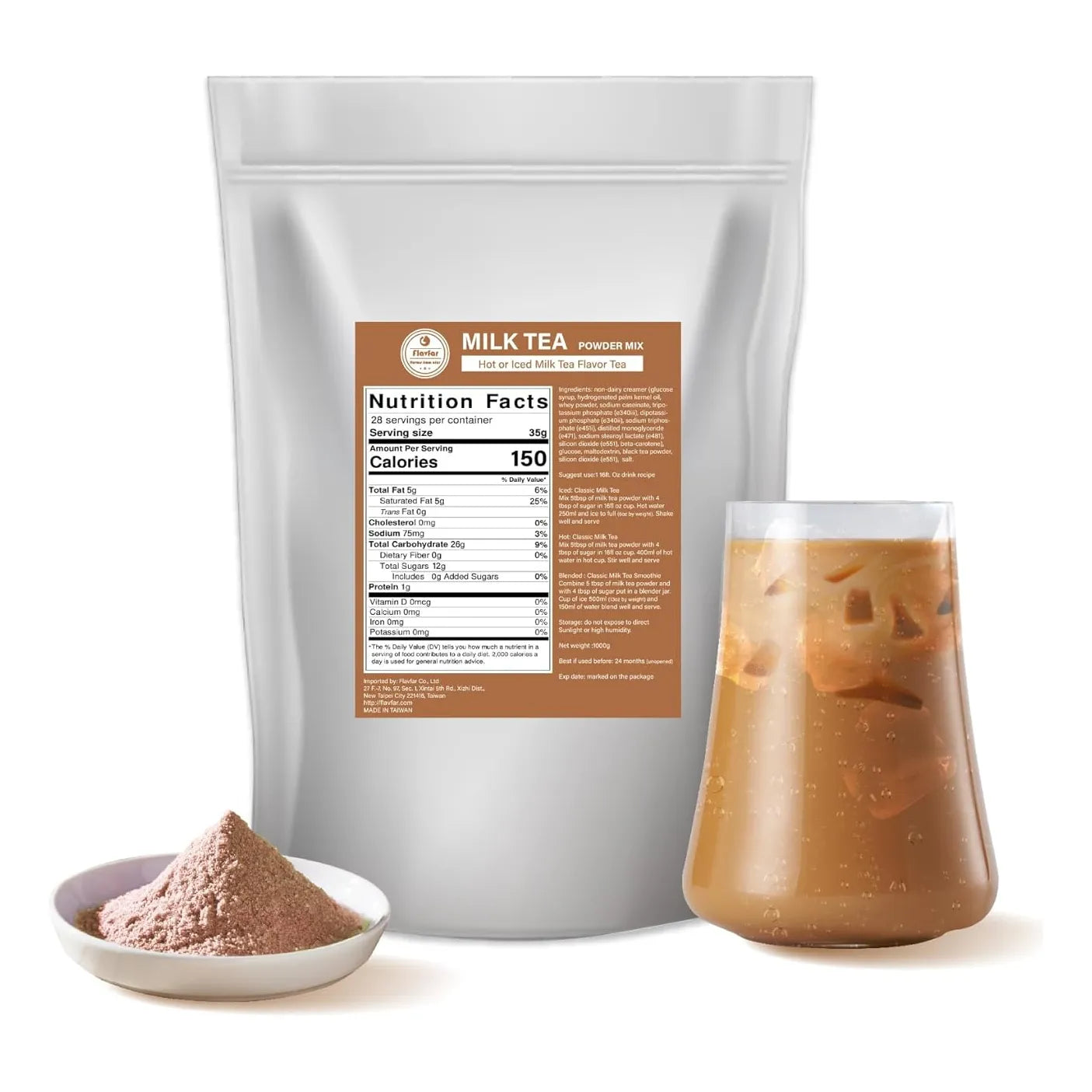 Té Con Leche En Polvo 2 En 1 Bajo En Azúcar Sabor Taiwanés 1 Kg