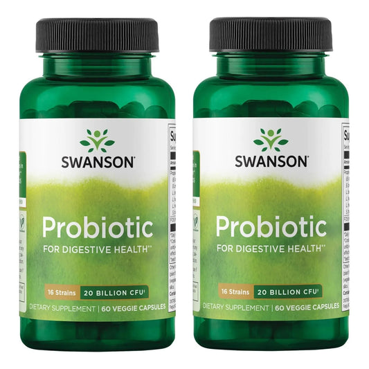 Probiótico Digestivo 20 Mil Millones UFC Con Prebiótico Swanson 60 Cápsulas X2