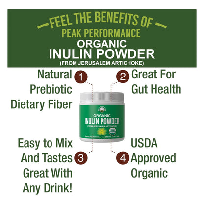 Polvo De Inulina Orgánica Fibra Prebiótica Natural Para Salud Intestinal Vegano Y Sin Alergenos