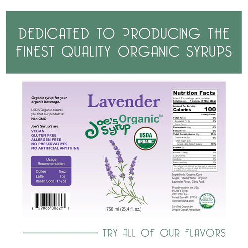 Sirope Organico De Lavanda 750 Ml Sabor Natural Joe's Syrup Premium