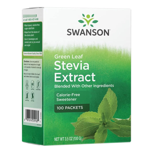 Extracto De Stevia De Hoja Verde 100 Paquetes Natural Sin Calorias Vegano