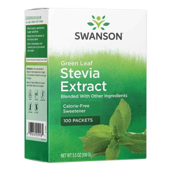 Extracto De Stevia De Hoja Verde 100 Paquetes Natural Sin Calorias Vegano