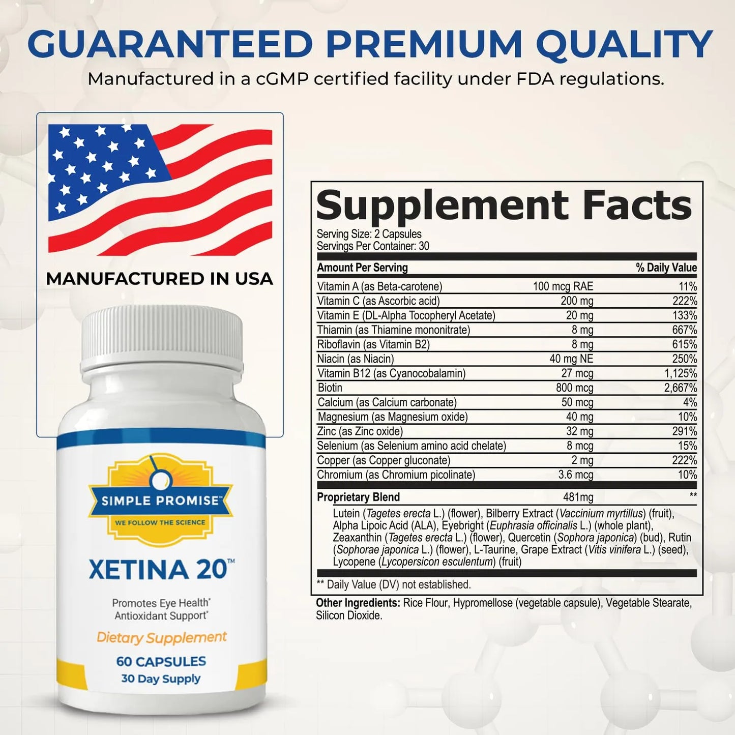 Simple Promise Xetina 20 Suplemento De Luteína Y Zeaxantina Para Salud Ocular 60 Cápsulas