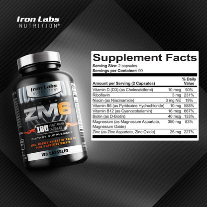 Iron Labs ZM6 Suplemento De Zinc Y Magnesio 180 Cápsulas Vegetarianas Alto Rendimiento