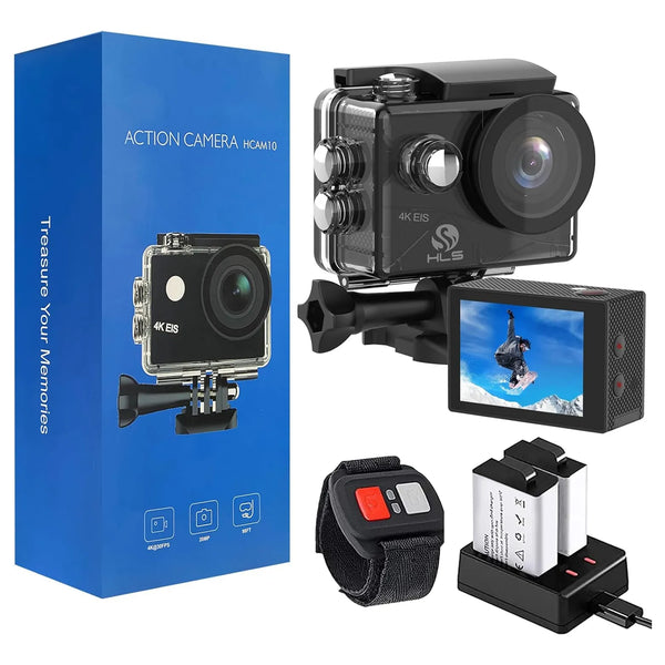 Cámara De Acción HLS 4K Impermeable Estabilización WiFi 2 Baterías