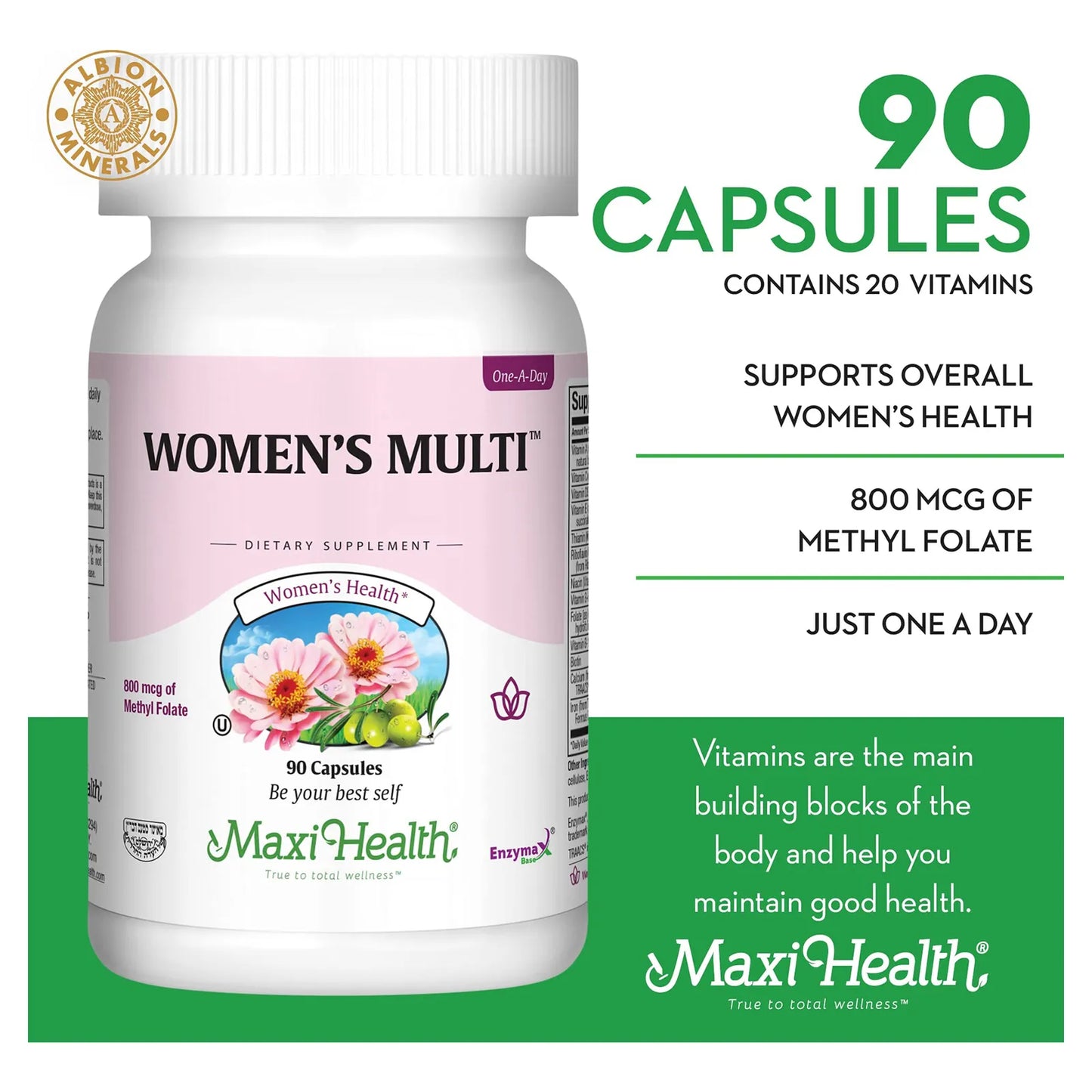 Multivitamínico Diario Femenino Con Biotina Vitaminas A B C D E Calcio Zinc