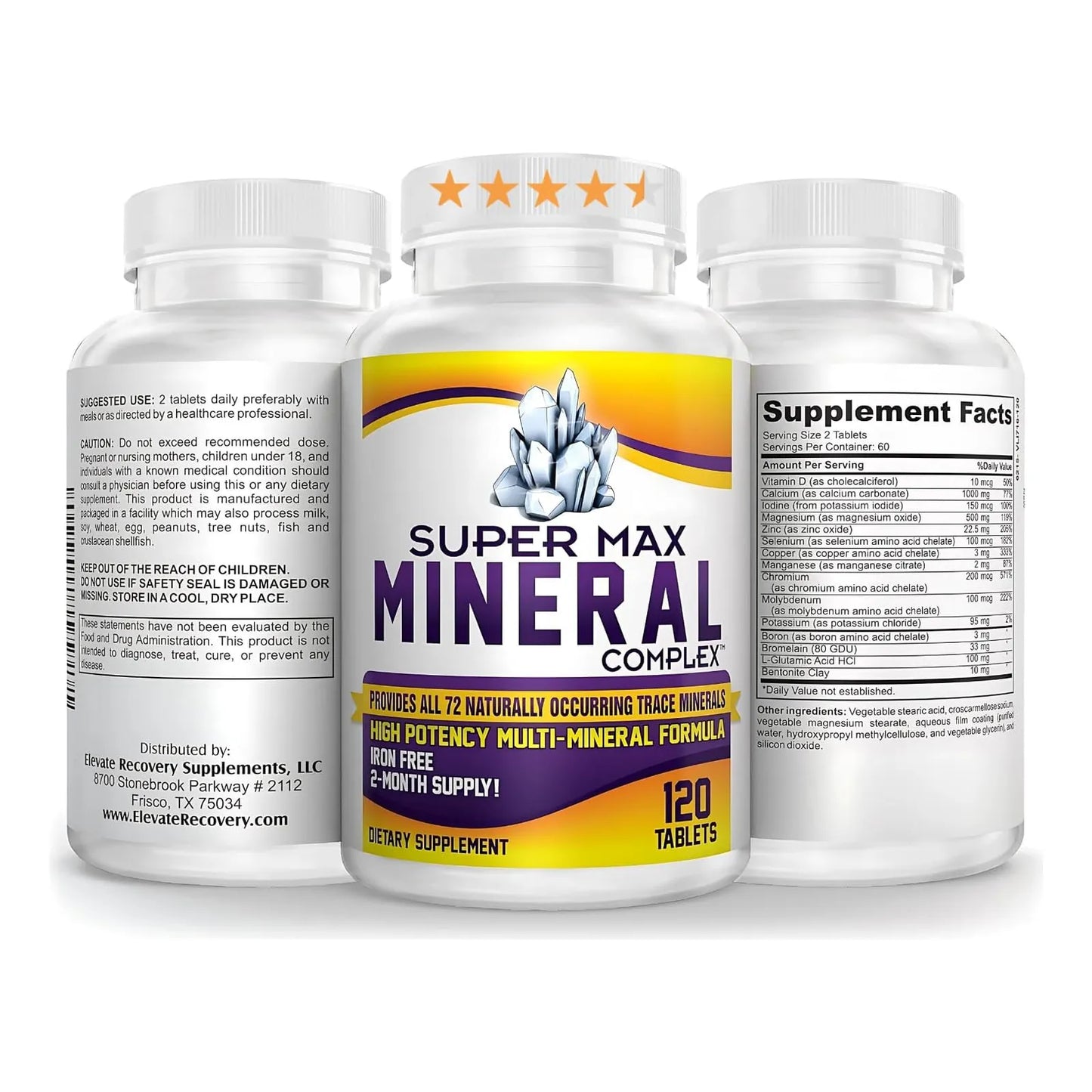 Multimineral Natural 72 Oligominerales Alta Potencia 120 Tabletas Suplemento Completo