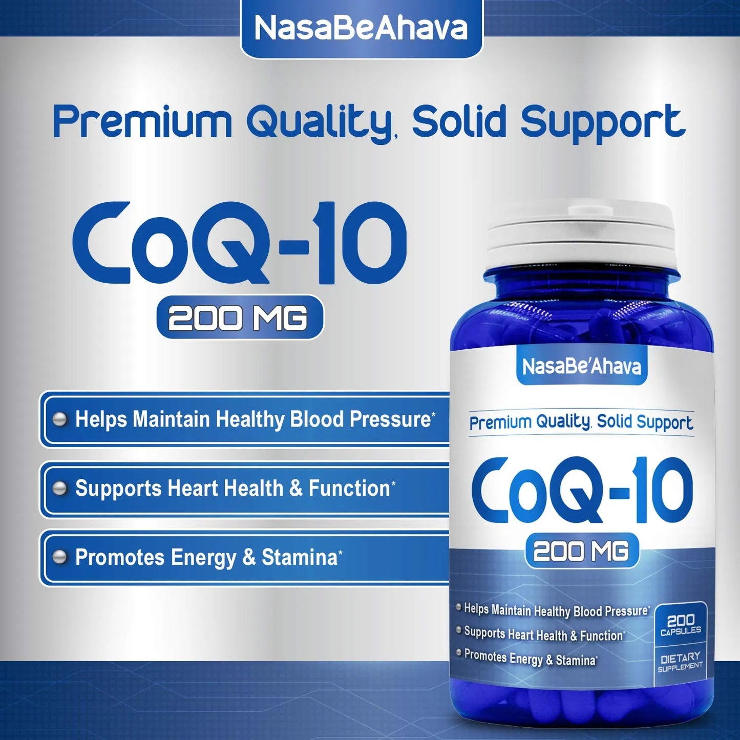 Cápsulas CoQ10 200 Mg Ubiquinona Vegana De Fácil Absorción Para Energía Piel Y Corazón