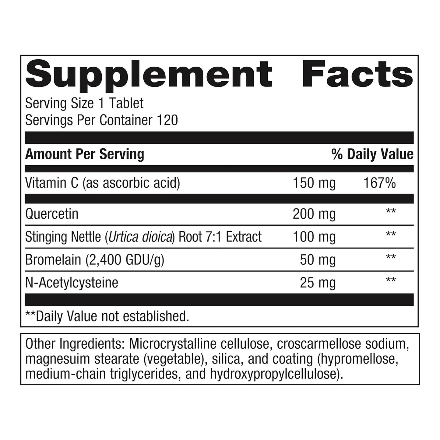 Tabletas Sinuplex Con Vitamina C Quercetina Bromelina Apoyo Respiratorio Metagenics 120 Unidades