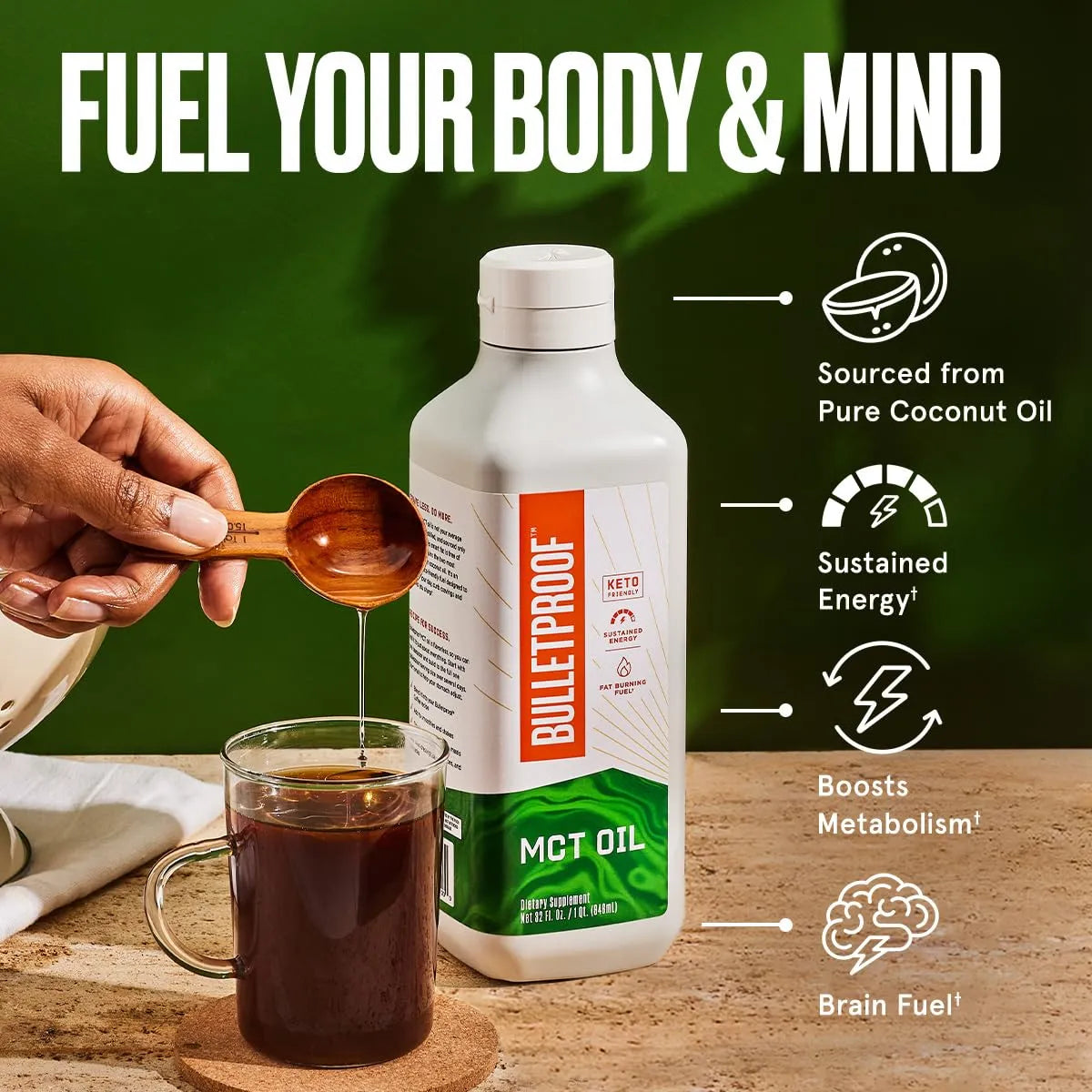Aceite MCT C8 C10 946ml Energía Instantánea Enfoque Mental Dieta Cetogénica