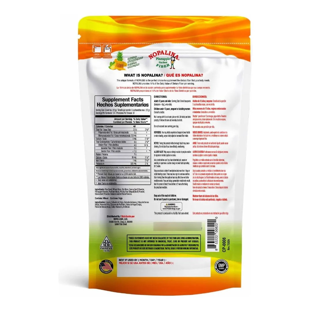 Fibra Desintoxicante Para Colon Semillas De Lino Sabor Piña 1 LB