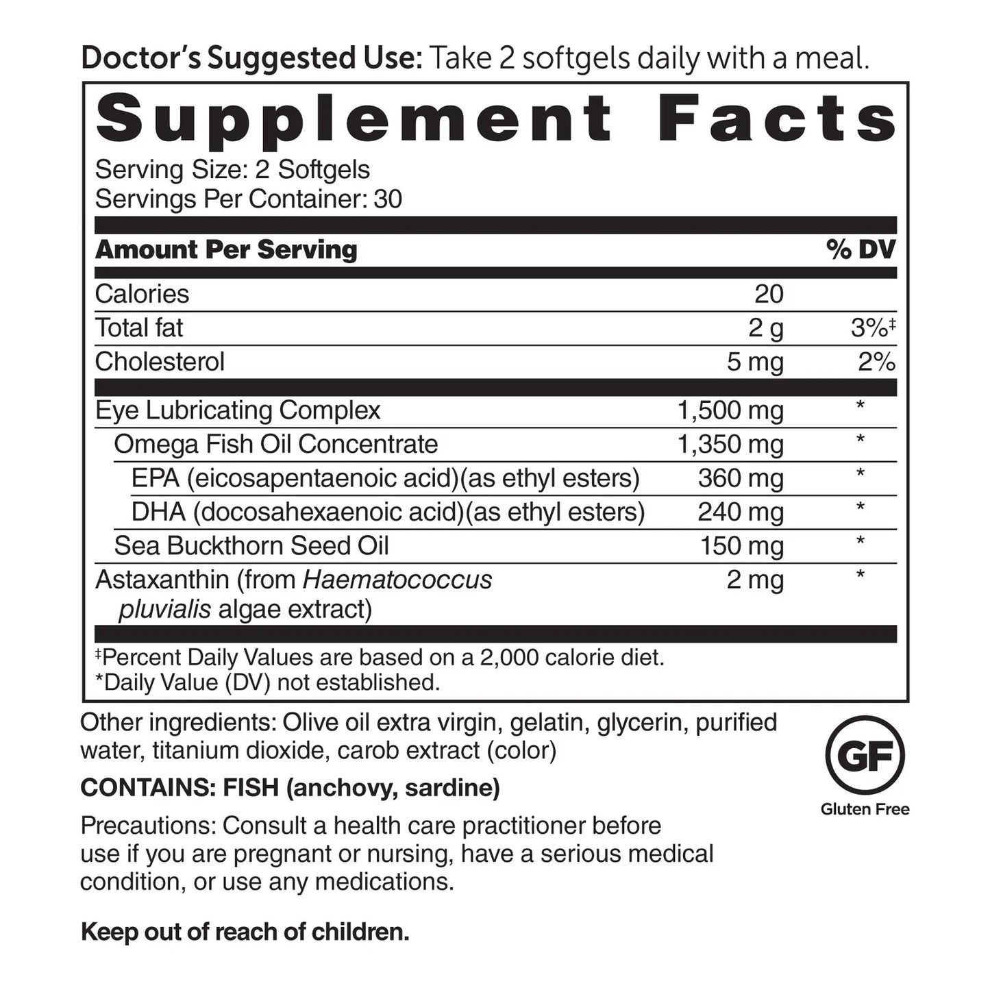 Cápsulas Hidratantes Eyedrate Con Omega 3 7 Y Astaxantina Para Ojos Secos 60 Unidades