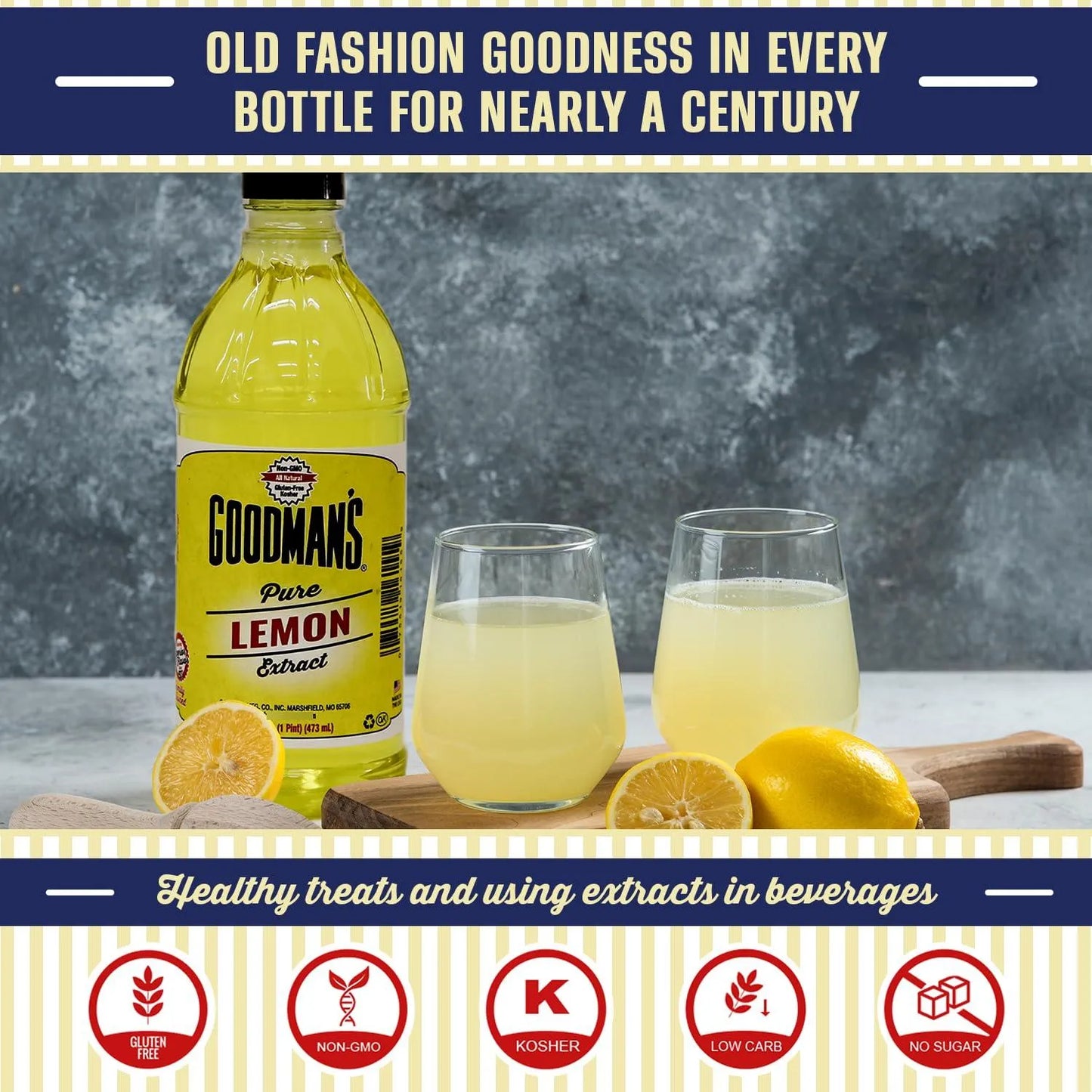 Extracto Puro De Limón Concentrado Goodmans 16 Oz Sin Gluten Y Kosher Para Cocinar