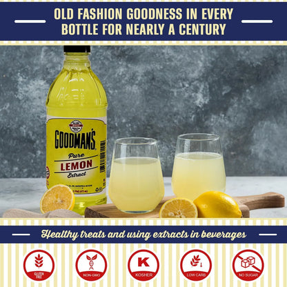 Extracto Puro De Limón Concentrado Goodmans 16 Oz Sin Gluten Y Kosher Para Cocinar