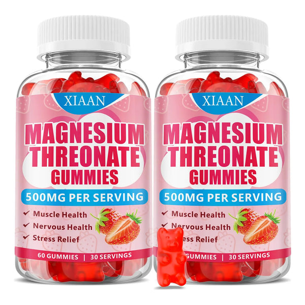 Gomitas De Magnesio L Treonato 500 Mg Sabor Fresa 120 Unidades Suplemento Premium