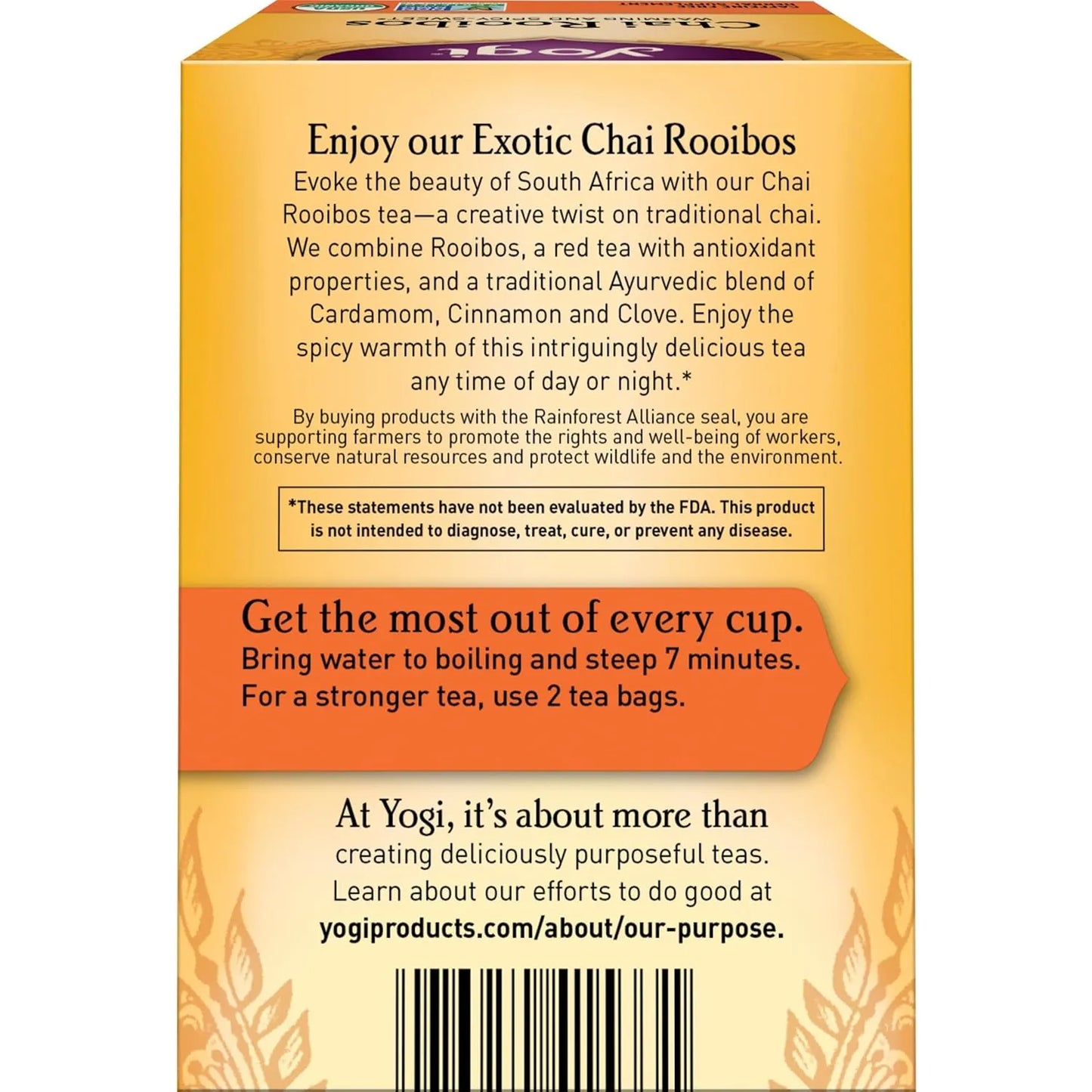 Infusion Chai Rooibos Dulce Picante Paquete De 6 Con 96 Bolsitas Organico