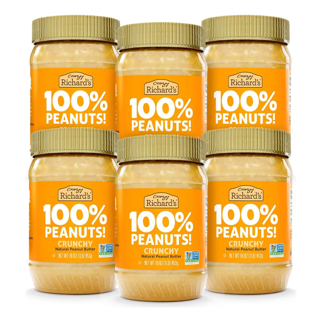 Crema De Maní Crujiente 100 Natural Sin Azúcar Crazy Richards 453g