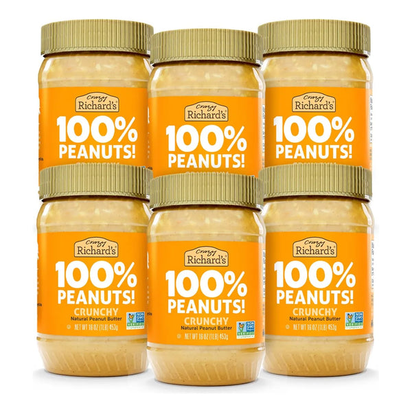 Crema De Maní Crujiente 100 Natural Sin Azúcar Crazy Richards 453g