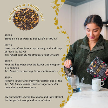 Té Negro Hoja Suelta Con Canela Jengibre Clavo Pimienta Aromático 8 Onzas