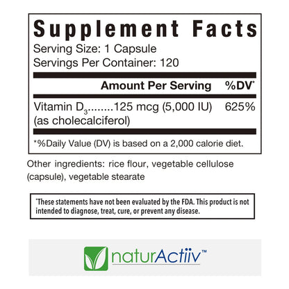 Microcápsulas Orgánicas Vitamina D3 5000 UI Suplemento Salud Huesos Piel Cabello