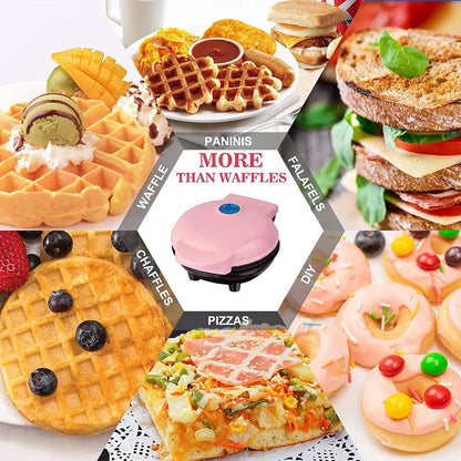 Mini Maker Waffle Maker Oblea Antiadherente 5 Pulgadas Multiusos Rosa