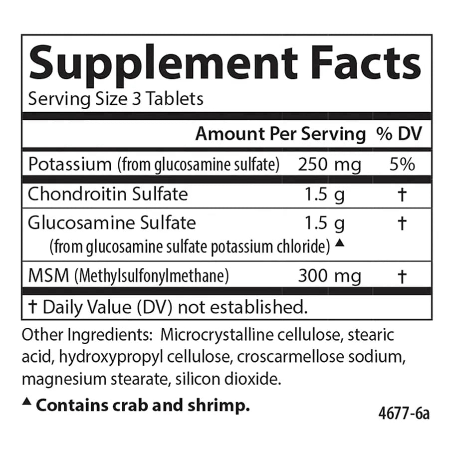 Nutra Support Glucosamina Condroitina MSM 120 Tabletas Soporte Articular Premium