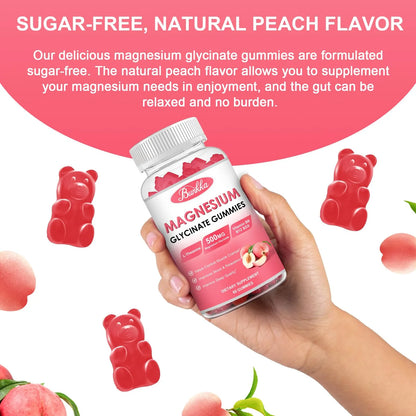 Gomitas De Glicinato De Magnesio 500 Mg Sin Azúcar Con Potasio Y Vitaminas