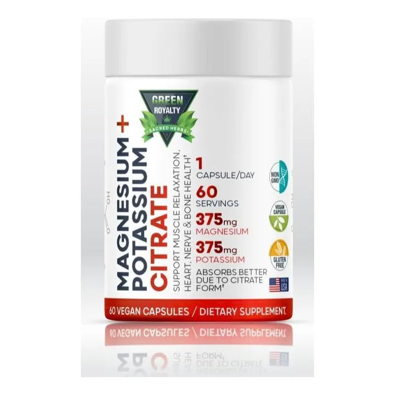 Citrato De Magnesio Y Potasio 60 Cápsulas Veganas Premium Alta Absorción