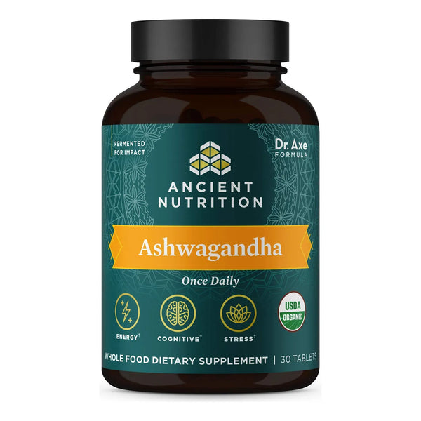 Tabletas Ashwagandha Energía Concentración Alivio Estrés 30 Cápsulas USDA Orgánico