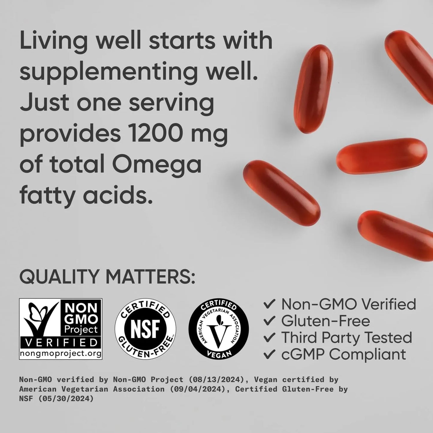 Omega 3 6 7 9 Vegano Multiespectro 1200 Mg Sports Research 90 Cápsulas Blandas