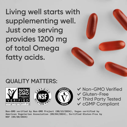 Omega 3 6 7 9 Vegano Multiespectro 1200 Mg Sports Research 90 Cápsulas Blandas