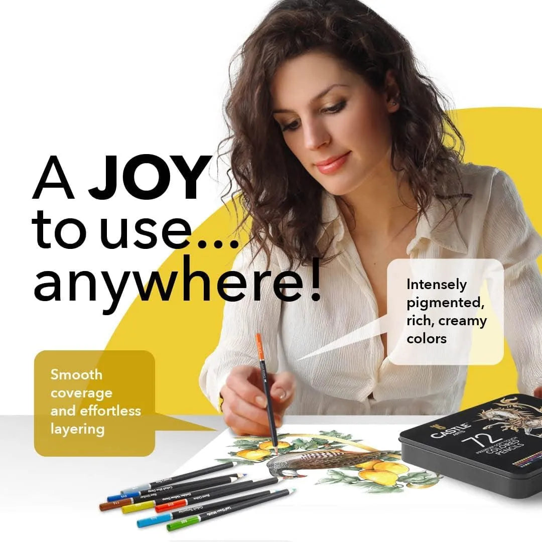 Castle Art Supplies Juego De 72 Lápices De Colores Minas Resistentes Y Colores Vibrantes