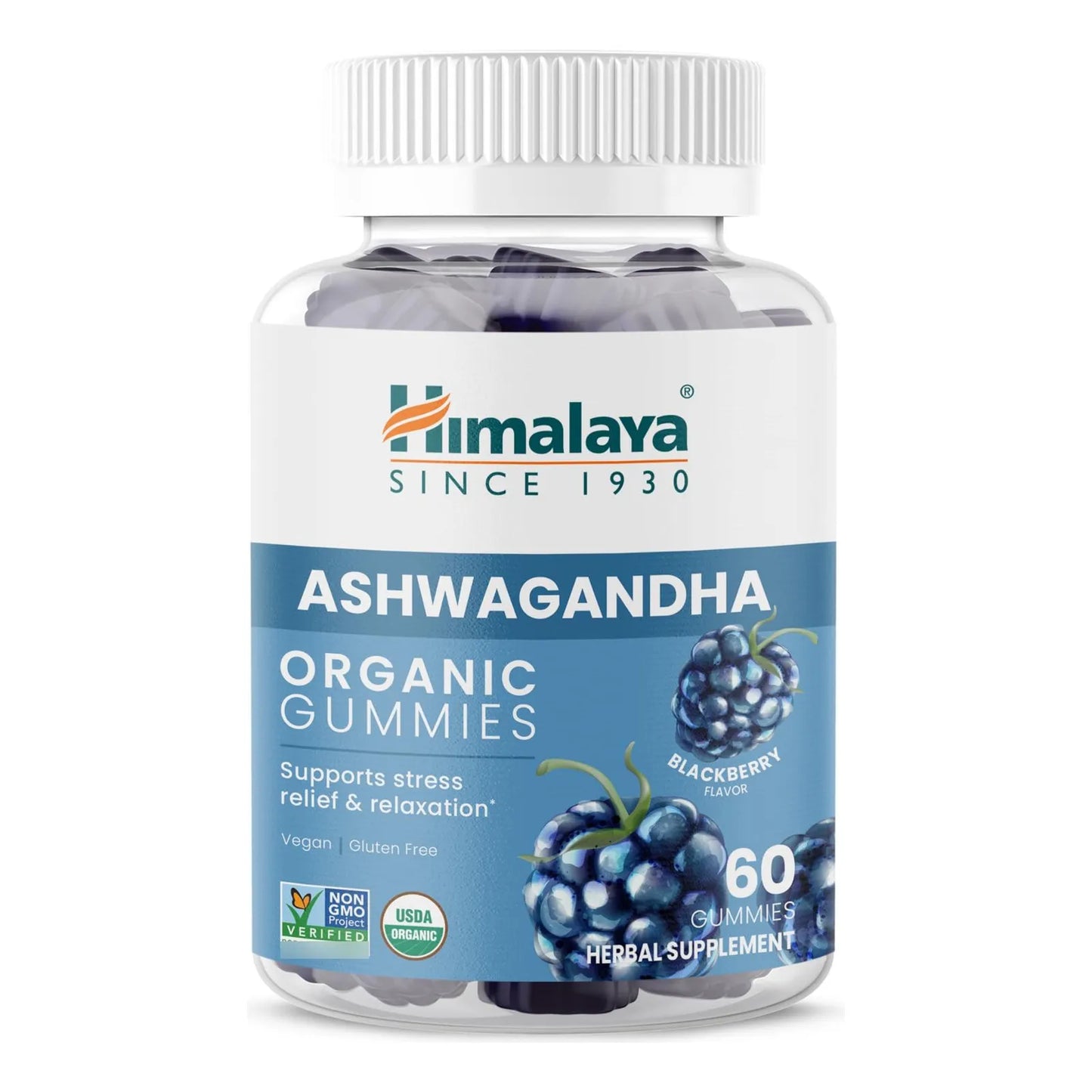 Gomitas Orgánicas KSM66 Ashwagandha Sabor Mora Alivio Estrés Energía
