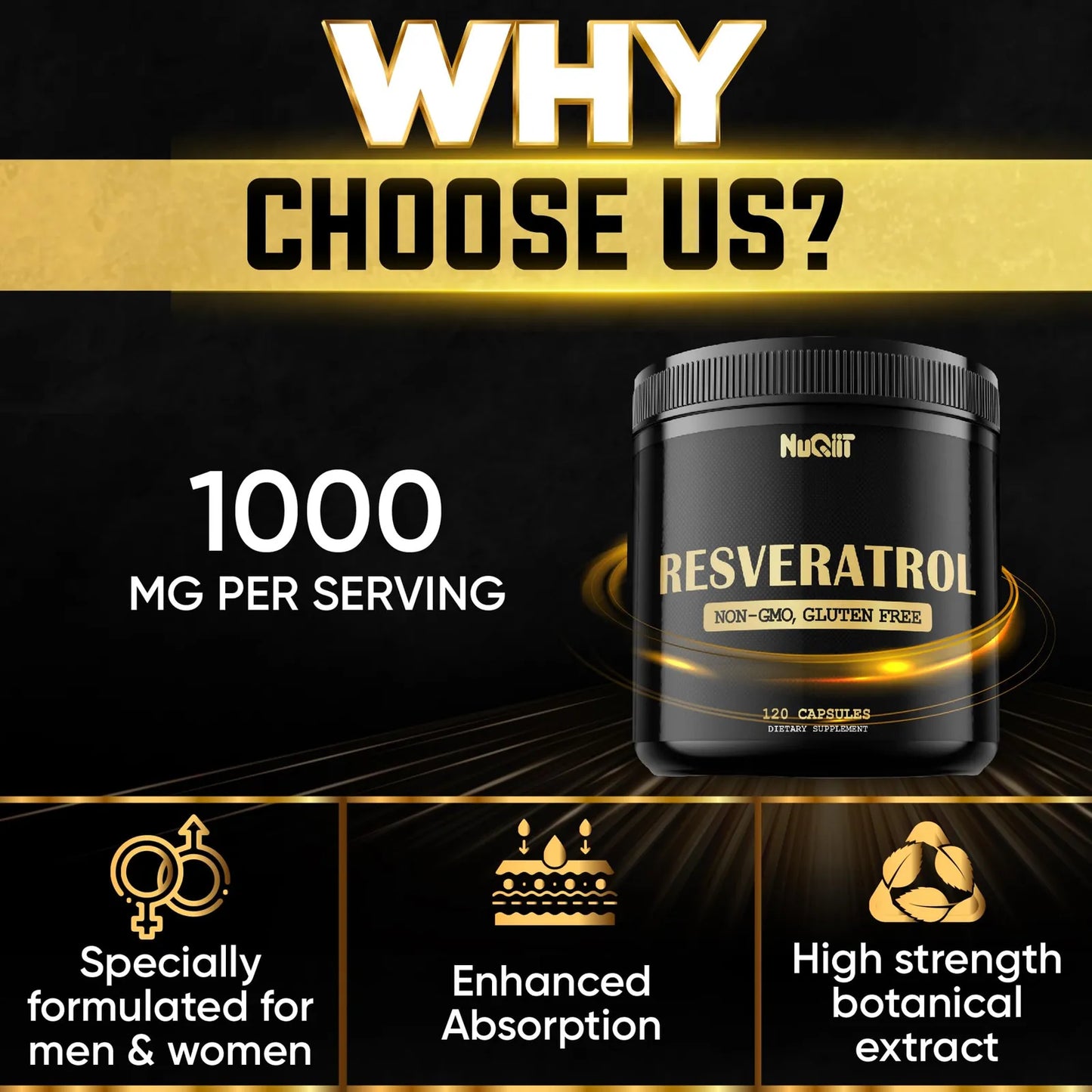 Suplemento Trans Resveratrol 1000mg 120 Capsulas Soporte Cardiaco Y Energia