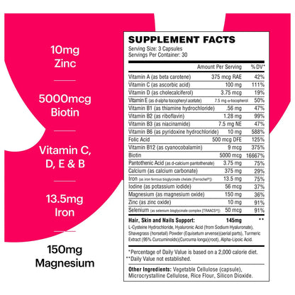 Multivitamínico Diario Para Mujeres Cabello Piel Uñas Saludables Vegano 30 Días
