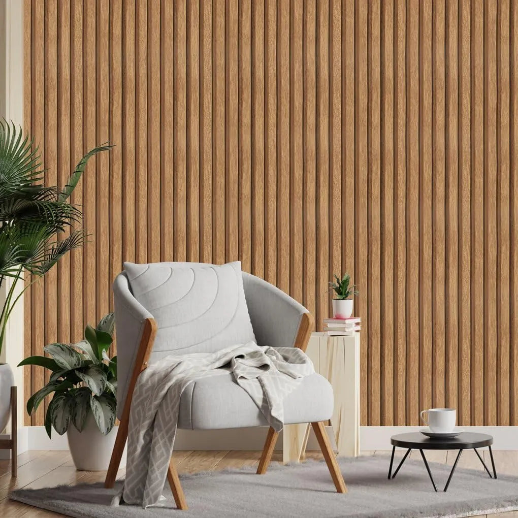 Papel Tapiz Vinilo Autoadhesivo Madera Rejilla 3D Fácil Instalación