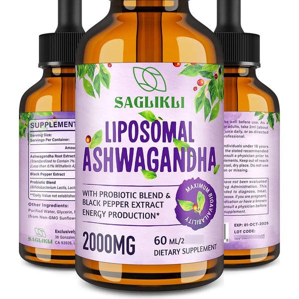 Gotas Liposomales Ashwagandha 2000 Mg 7 Withanólidos Energía Y Enfoque