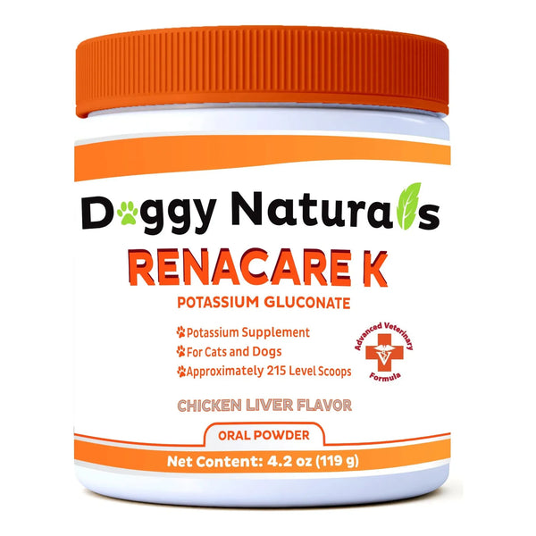 RenaCare K Gluconato De Potasio En Polvo Sabor Hígado De Pollo Para Perros Y Gatos 4 Onzas
