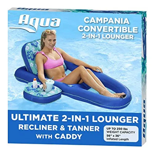 Aqua Campania Ultimate 2 En 1 Tumbona Reclinable Y Bronceado Flotador Premium
