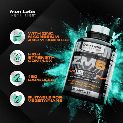 Iron Labs ZM6 Suplemento De Zinc Y Magnesio 180 Cápsulas Vegetarianas Alto Rendimiento